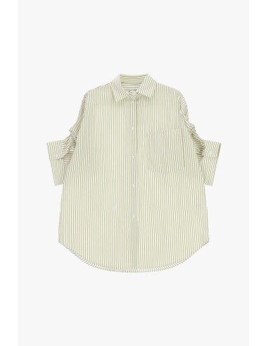 Camisa Oversize às Riscas com Bolso no Peito Dixie