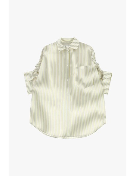 Camisa Oversize às Riscas com Bolso no Peito Dixie