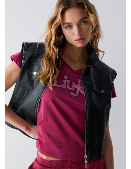 T-shirt com decote em V Liu Jo