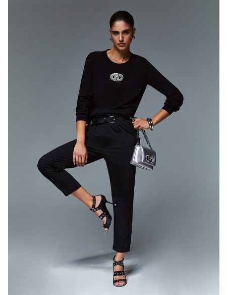 Calças Slim Fit com Dobra Liu Jo