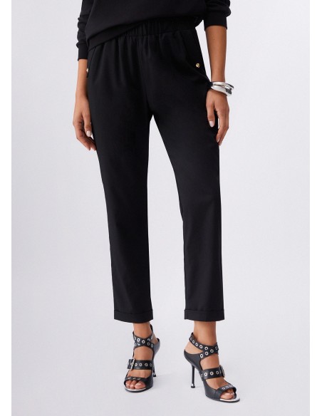 Calças Slim Fit com Vira Liu Jo
