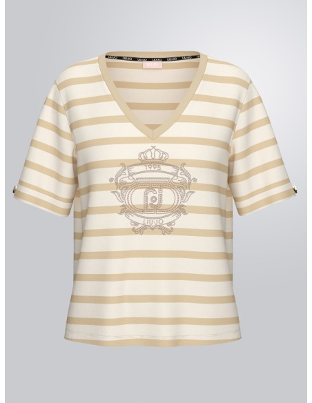 Camisola Com Riscas E Strass Liu Jo