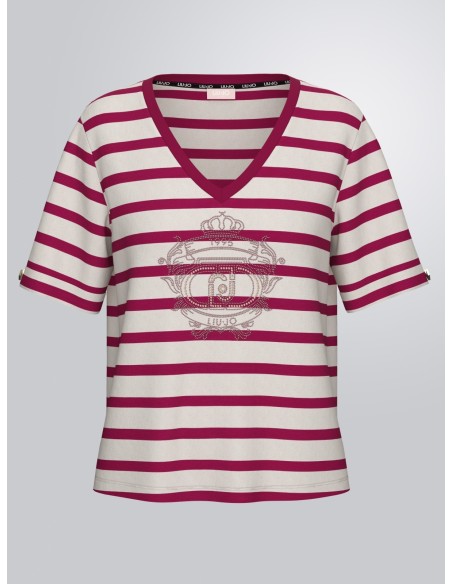 Camisola Com Riscas E Strass Liu Jo