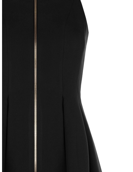 Vestido curto rodado em tecido técnico com fecho de correr e logótipo Rinascimento