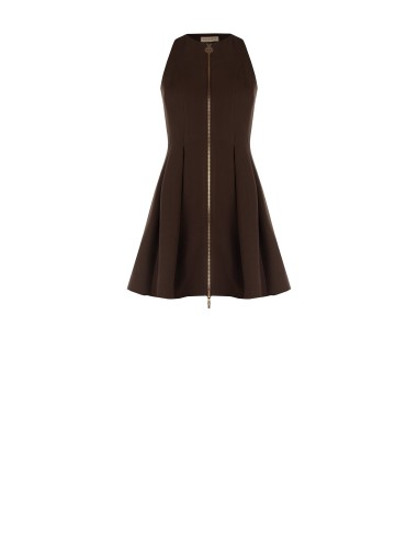 Vestido Curto Rodado em Tecido Técnico com Fecho de Correr e Logo Rinascimento