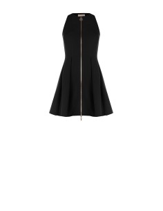 Vestido curto evasê em tecido técnico com fecho de correr com logo Rinascimento