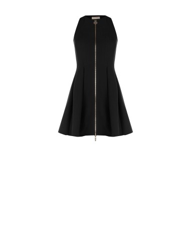 Vestido curto evasê em tecido técnico com fecho de correr com logo Rinascimento