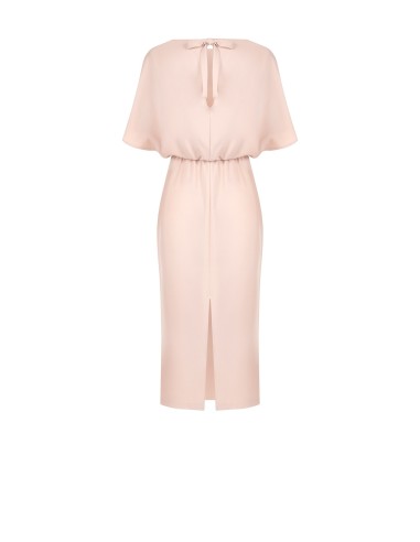 Vestido Longo em Tecido Fluido com Mangas de Morcego Rinascimento