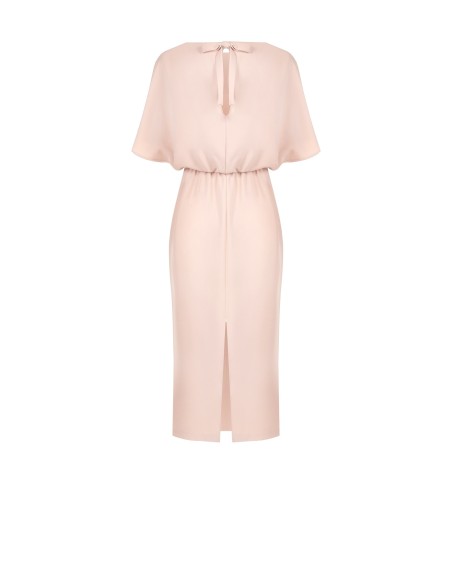 Vestido Longo em Tecido Fluido com Mangas de Morcego Rinascimento