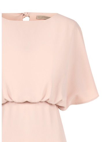 Vestido Longo Em Tecido Fluido Com Mangas De Morcego Rinascimento