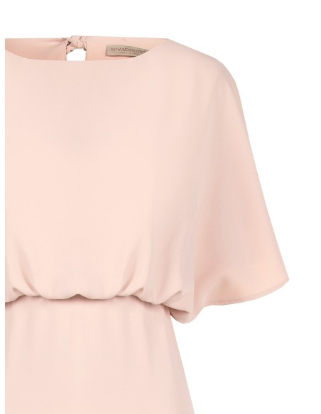 Vestido Longo Em Tecido Fluido Com Mangas De Morcego Rinascimento