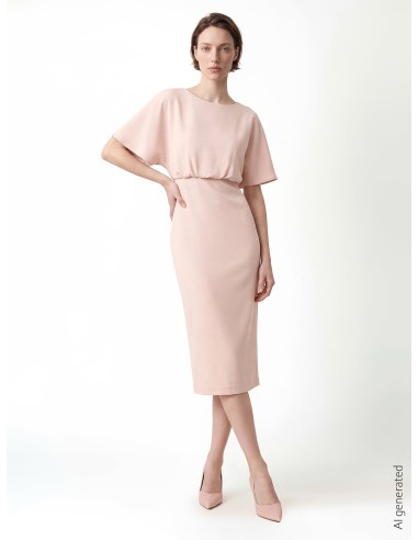 Vestido longo em tecido fluido com mangas morcego Rinascimento