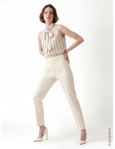 Blusa às riscas em mistura de algodão com laço Rinascimento 2