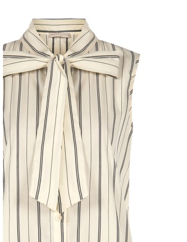 Blusa às riscas em mistura de algodão com laço Rinascimento