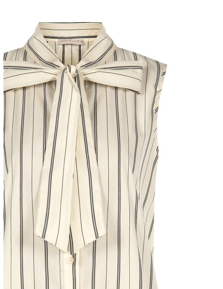 Blusa às riscas em mistura de algodão com laço Rinascimento