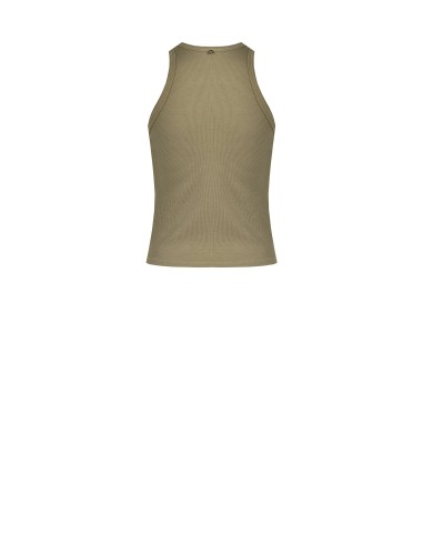 Top justo em mistura de algodão canelado com strass Rinascimento