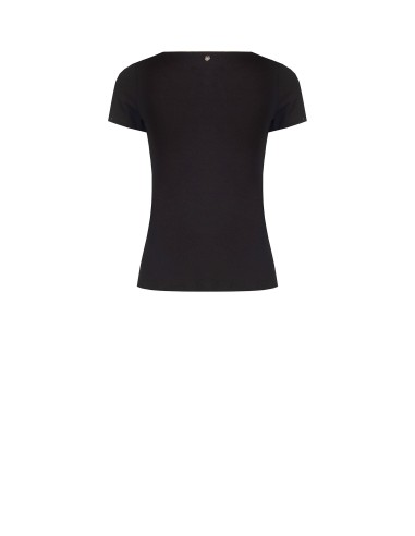 T-shirt justa em mistura de viscose com decote em V franzido Rinascimento