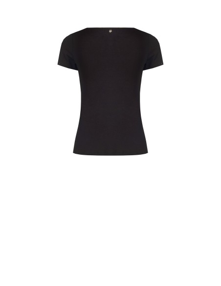 T-shirt justa em mistura de viscose com decote em V franzido Rinascimento