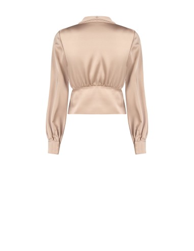 Blusa Ajustada Em Cetim Com Decote Em V Cruzado Rinascimento