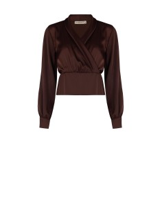 Blusa ajustada em cetim com decote em V cruzado Rinascimento 2