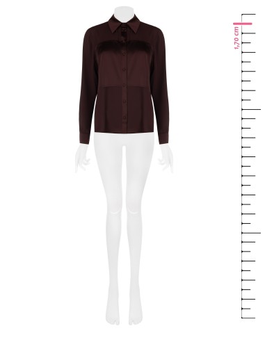Camisa Fluida em Georgette com Inserções em Cetim Rinascimento