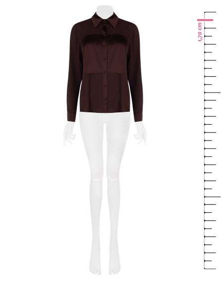 Camisa Fluida em Georgette com Inserções em Cetim Rinascimento