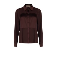 Camisa fluida em georgette com inserções em cetim Rinascimento