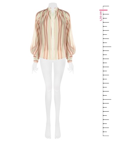 Camisa às riscas de lyocell ultraleve com mangas balão Rinascimento