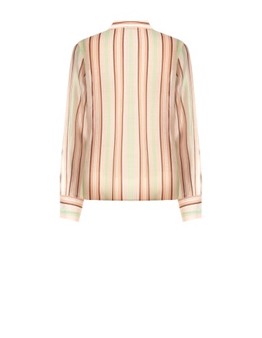 Camisa às riscas em lyocell ultraleve com maxi folhos Rinascimento