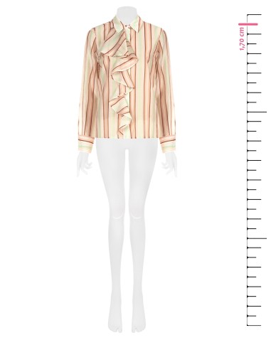 Camisa às Riscas em Lyocell Ultralight com Maxi Folhos Rinascimento