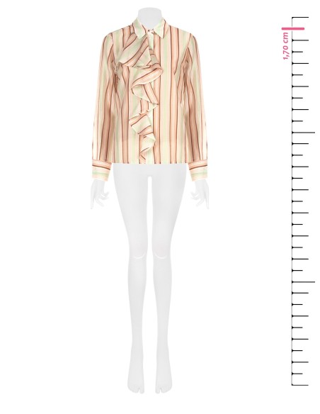 Camisa às Riscas em Lyocell Ultralight com Maxi Folhos Rinascimento