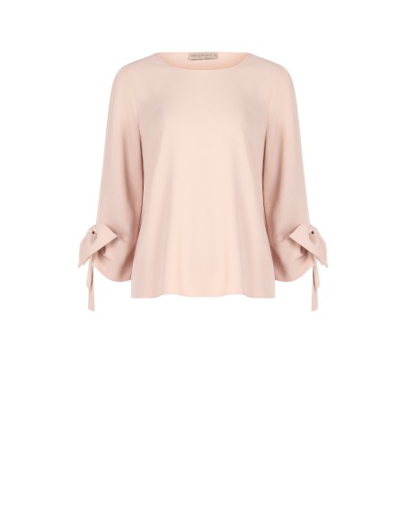 Blusa ampla em tecido fluido com maxi laços nas mangas Rinascimento