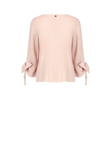 Blusa ampla em tecido fluido com maxi laços nas mangas Rinascimento