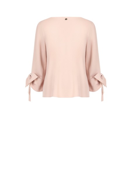 Blusa ampla em tecido fluido com maxi laços nas mangas Rinascimento