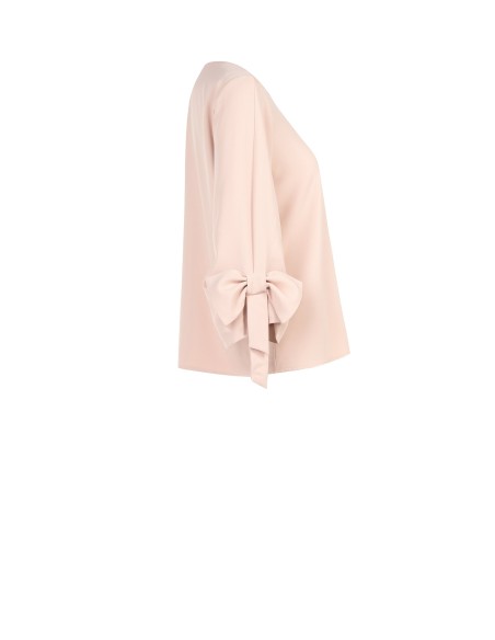 Blusa Ampla Em Tecido Fluido Com Maxi Laços Nas Mangas Rinascimento