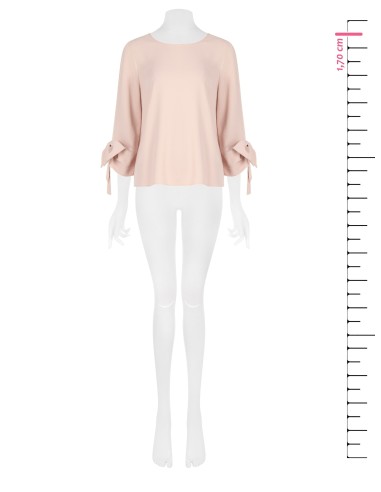 Blusa Ampla Em Tecido Fluido Com Maxi Laços Nas Mangas Rinascimento