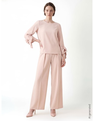 Blusa ampla em tecido fluido com maxi laços nas mangas Rinascimento