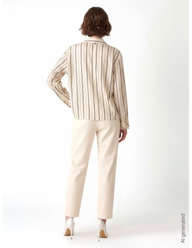 Camisa ampla às riscas em mistura de algodão Rinascimento