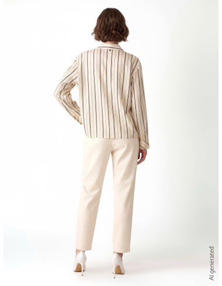 Camisa ampla às riscas em mistura de algodão Rinascimento