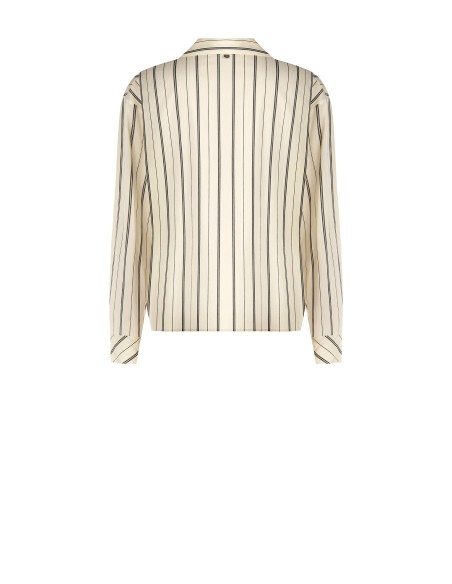 Camisa Ampla às Riscas em Mistura de Algodão Rinascimento