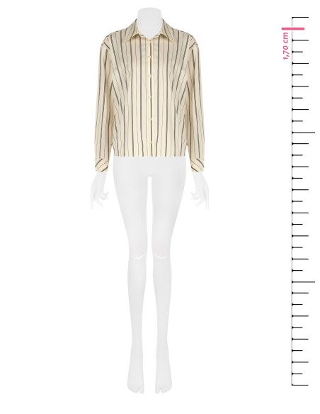 Camisa Ampla Às Riscas Em Misto De Algodão Rinascimento