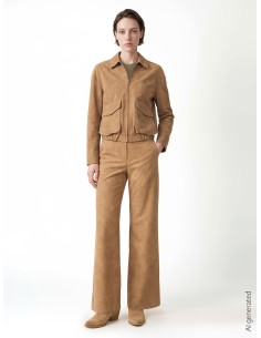 Blusão bomber em imitação de camurça com efeito esfumado e maxi bolsos Rinascimento