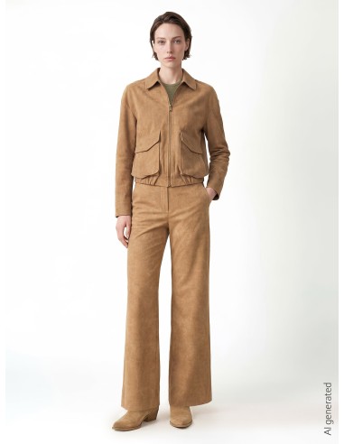 Blusão bomber em imitação de camurça com efeito esfumado e maxi bolsos Rinascimento