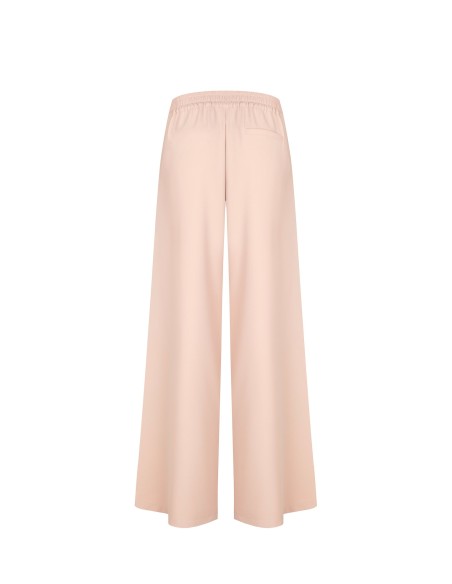 Calças Palazzo em Tecido Fluido com Pregas e Elástico atrás Rinascimento