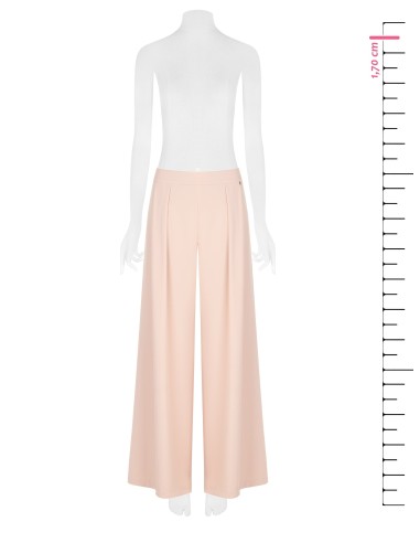 Calças Palazzo em tecido fluido com pregas e elástico atrás Rinascimento