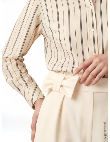 Calças Cigarrete em Mistura de Viscose com Laço na Cintura e Elástico Atrás Rinascimento