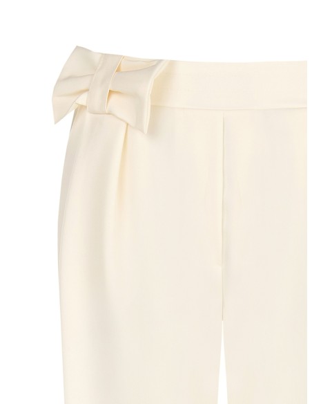 Calças cigarette em mistura de viscose com laço na cintura e elástico na parte de trás Rinascimento