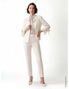 Calças retas em mistura de viscose com elástico atrás Rinascimento 2