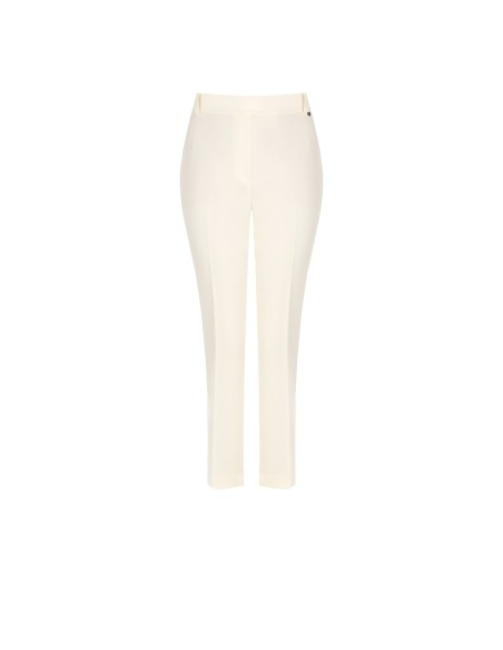 Calças retas em mistura de viscose com elástico atrás Rinascimento