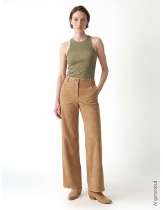 Pantaloni Palazzo In Simil Camoscio Sfumato Con Elastico Dietro Rin...